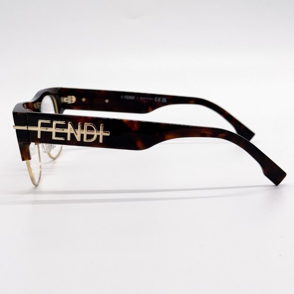 NEW FENDI FE50095U 055 UNISEX HAVANA SQUARE EYEGLASSES FENDI - Picture 7 of 10